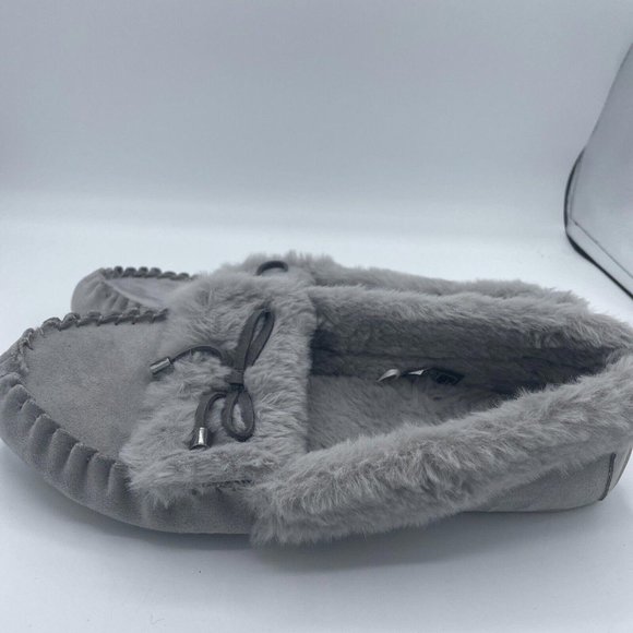 NAUTICA Women's FAUX FUR LINED step in slippers w/sole in GRAY sz 9 US -  VGUC - Picture 2 of 7